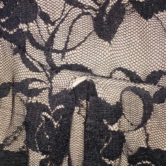 Monteau Black Lace Over Tan Dress - Picture 4 of 6